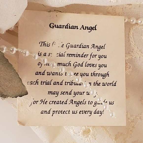 Guardian Angel Marycana San Jose Handmade Figurine Wings Flowers Ecru Lace - Picture 2 of 7